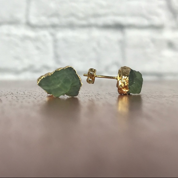 Natural Apatite Stone Raw Cut Freeform Earrings - Picture 3 of 6